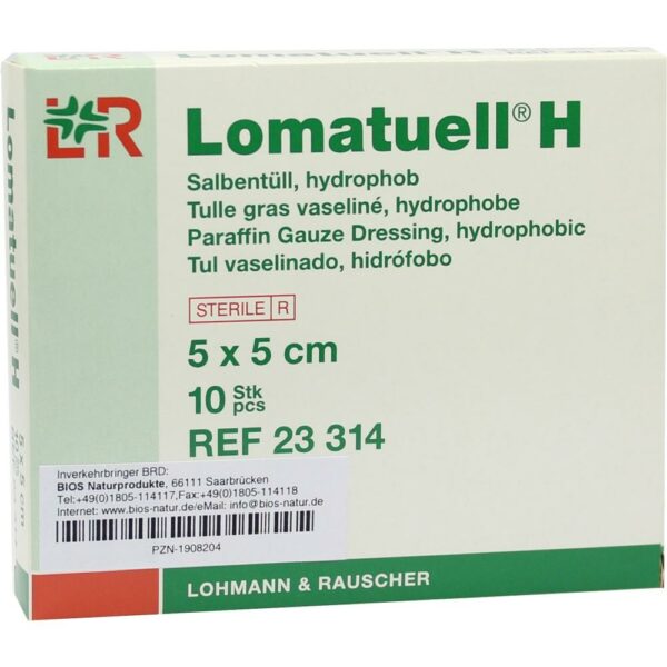 LOMATUELL H Salbentüll 5x5 cm steril