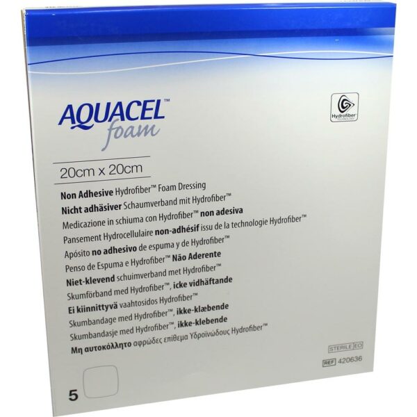 AQUACEL Foam nicht adhäsiv 20x20 cm Verband