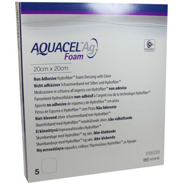 AQUACEL Ag Foam nicht adhäsiv 20x20 cm Verband