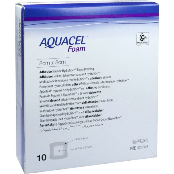 AQUACEL Foam adhäsiv 8x8 cm Verband