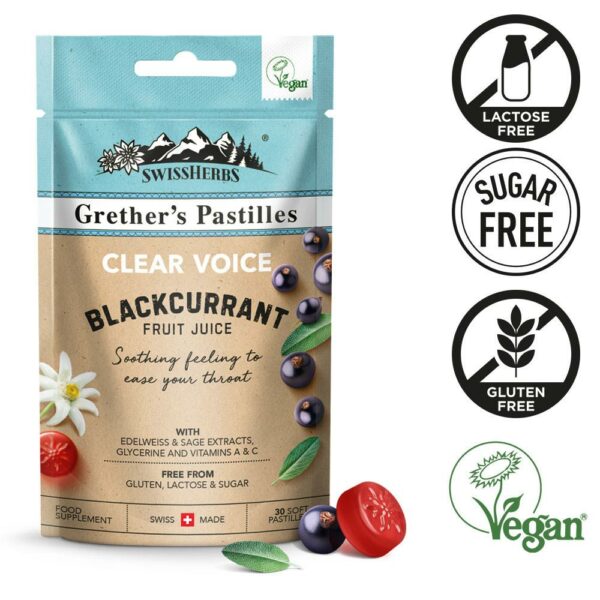 Grether's Pastillen SWISS HERBS Clear Voice BLACKCURRANT