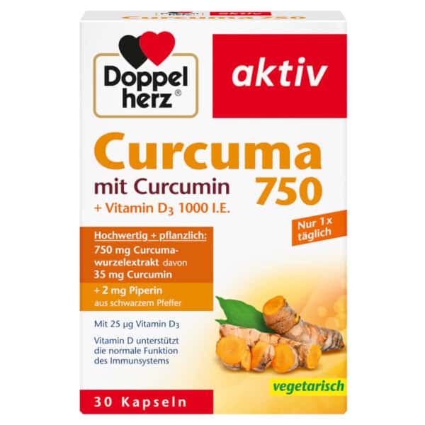 Doppelherz aktiv Curcuma 750 + Vitamin D3 1000 I.E.