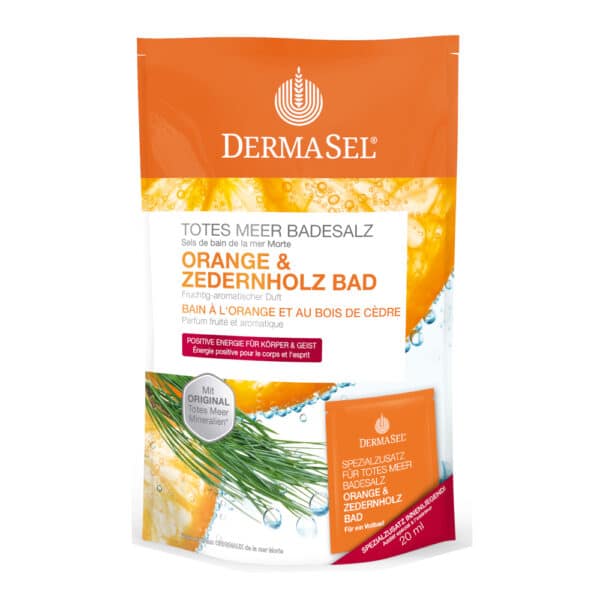 DERMASEL Totes Meer BADESALZ Orange & Zedernholz