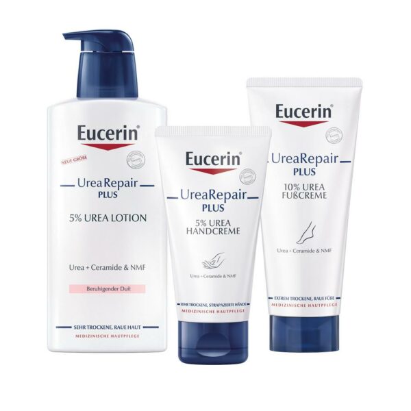 Eucerin UreaRepair PLUS Ganzkörperpflege Körperlotion Handcreme Fußcreme Set